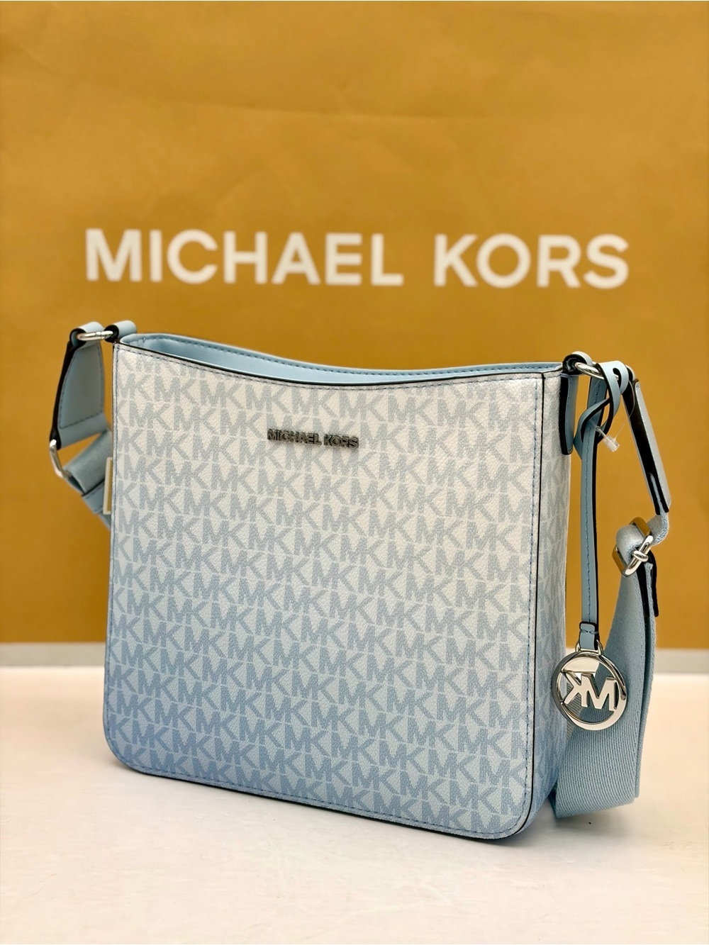 Michael Kors Light Blue Ombré MK Signature Crossbody - Picture 5 of 15